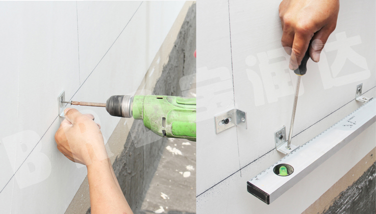 寶潤達一體板施工步驟-預(yù)裝錨固件 寶潤達保溫一體板施工步驟-預(yù)裝錨固件